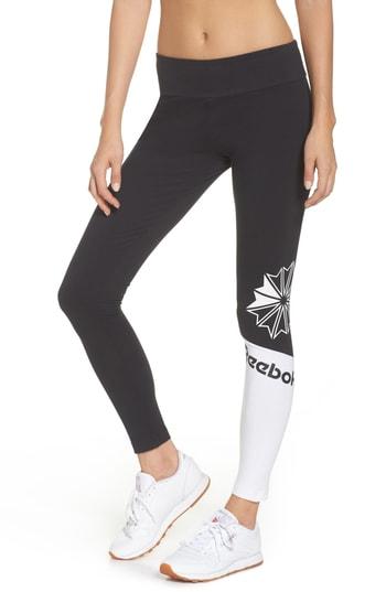 Women's Reebok Starcrest Logo Leggings, Size - Black