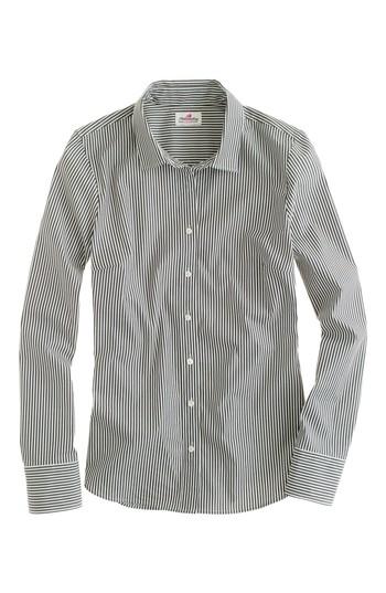 Women's J.crew Perfect Classic Stripe Stretch Cotton Shirt - Black