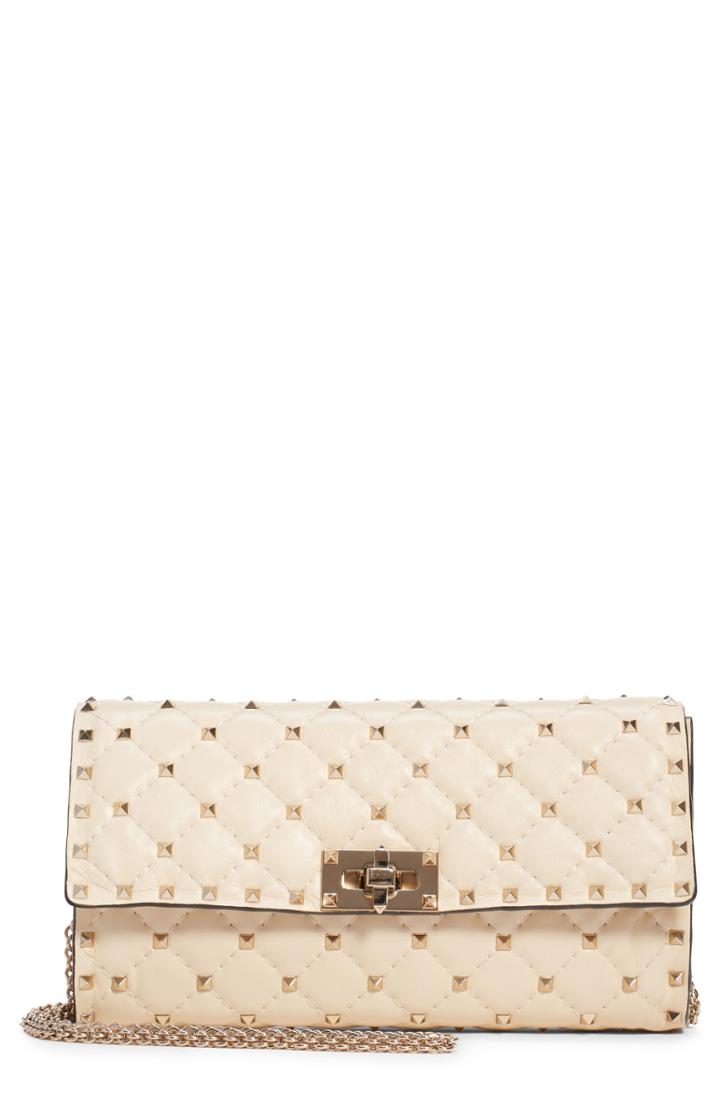 Valentino Garavani Rockstud Matelasse Quilted Leather Crossbody Bag - Ivory