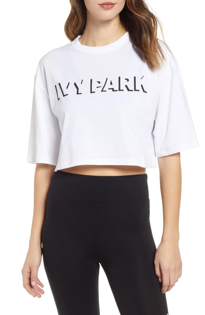 Women's Ivy Park Shadow Logo Crop Tee - White