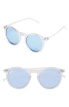 Women's Nem 50mm Mirrored Round Sunglasses - Clear Sky Blue/ Blue Tint