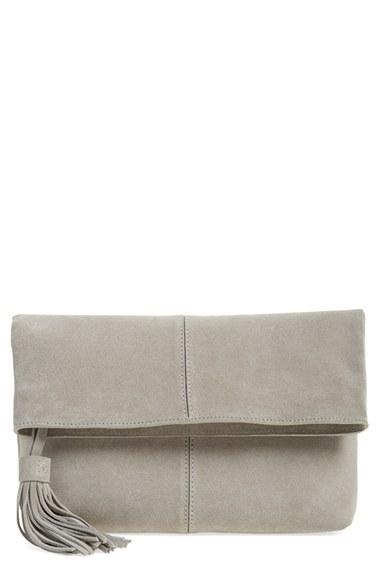 Leith Suede Clutch - Grey
