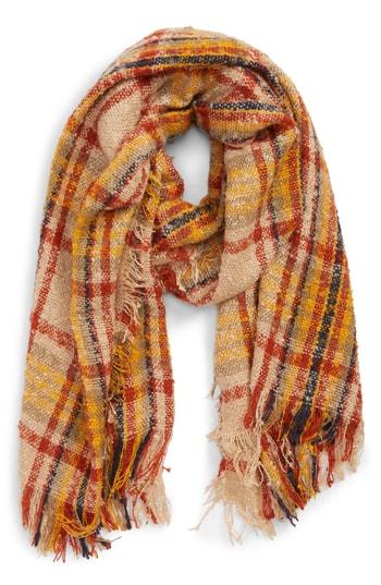 Women's Bp. Oblong Plaid Scarf, Size - Orange