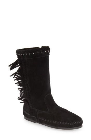 Women's Minnetonka 'luna' Fringe Boot M - Black