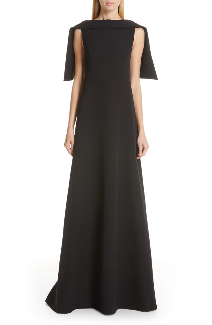 Women's Givenchy Embellished Cape Wool Dress Us / 42 Fr - Black