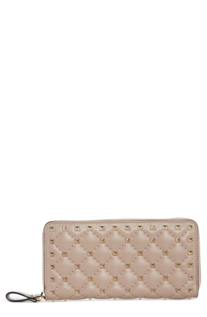 Women's Valentino Garavani Rockstud Spike Matelasse Leather Continental Wallet -