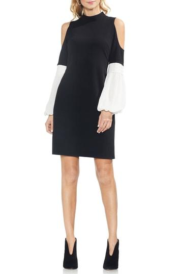 Women's Vince Camuto Chiffon Sleeve A-line Dress - Black