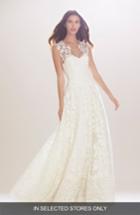 Women's Carolina Herrera 'madeline' Embroidered Illusion A-line Gown, Size In Store Only - Ivory