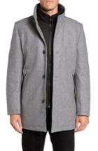 Men's Vince Camuto Classic Wool Blend Car Coat With Inset Bib - Grey