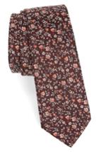 Men's Paul Smith Floral Silk Skinny Tie, Size - Black