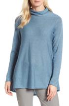 Petite Women's Eileen Fisher Scrunch Turtleneck Sweater, Size P - Blue