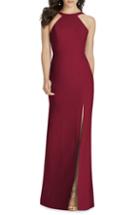 Women's Dessy Collection Cutaway Shoulder Crepe Gown - Burgundy