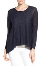 Women's Eileen Fisher Organic Linen Blend Swing Sweater, Size - Blue