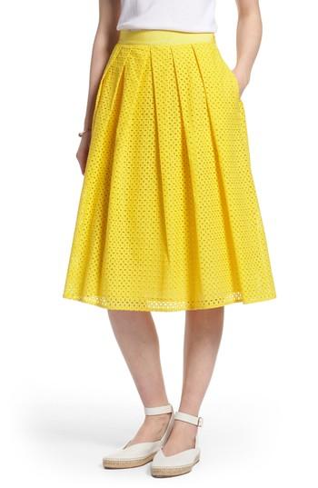 Women's Halogen Eyelet A-line Skirt - Yellow