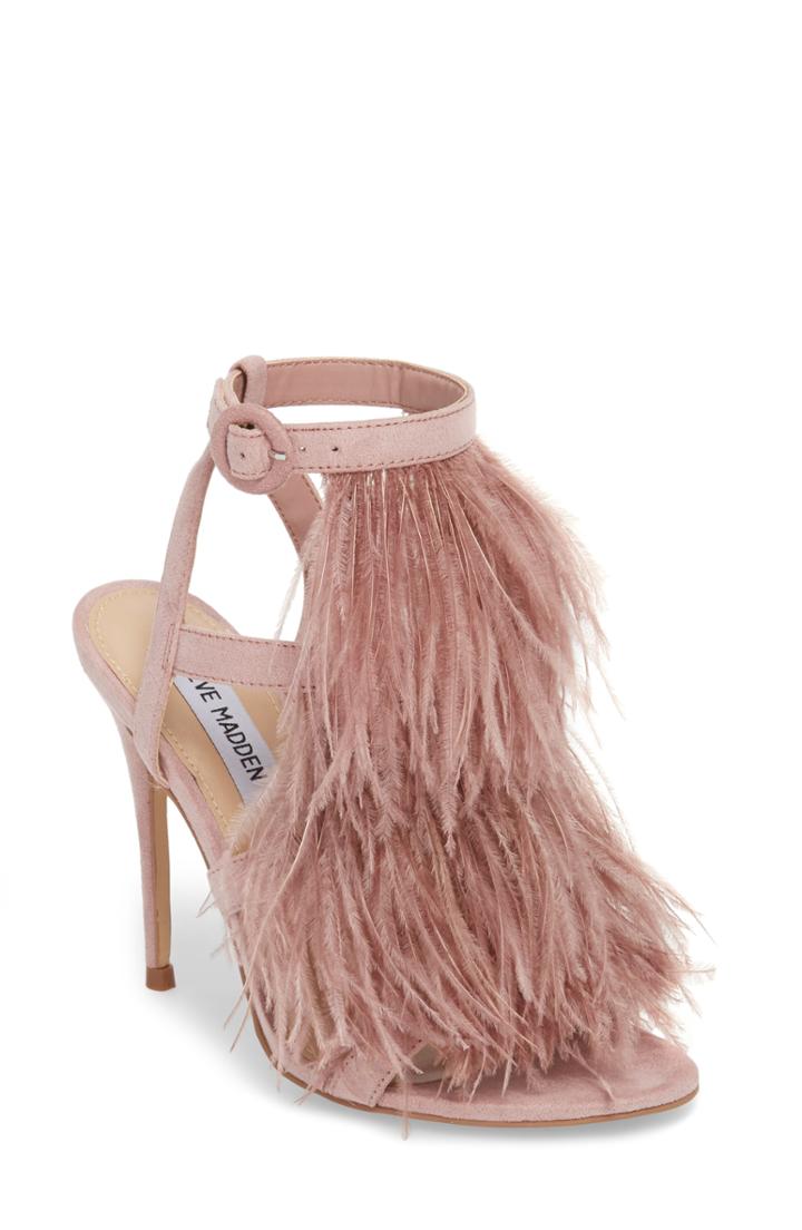Women's Steve Madden Fefe Feather Sandal .5 M - Pink