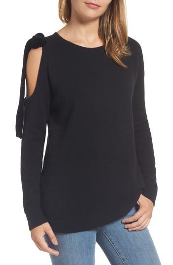 Women's Halogen Velvet Bow Sweater - Black