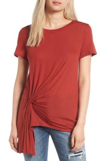 Women's Treasure & Bond Gathered Pleat Front Tee - Red