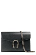 Women's Gucci Dionysus Leather Wallet On A Chain - Black