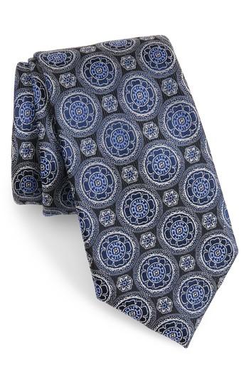 Men's Nordstrom Men's Shop Kensington Medallion Silk Tie, Size X-long - Black
