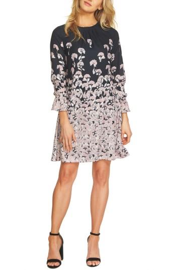 Women's Cece Wisteria Fields Border Ruched Shift Dress - Black