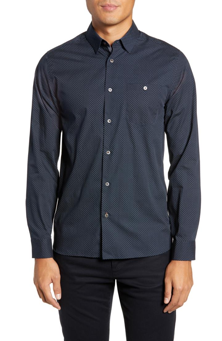 Men's Ted Baker London Crayuns Slim Fit Geo Print Sport Shirt (m) - Blue