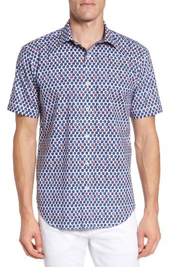 Men's Bugatchi Shaped Fit Apple Print Sport Shirt