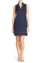 Women's Eliza J Piped Linen Blend A-line Dress - Blue