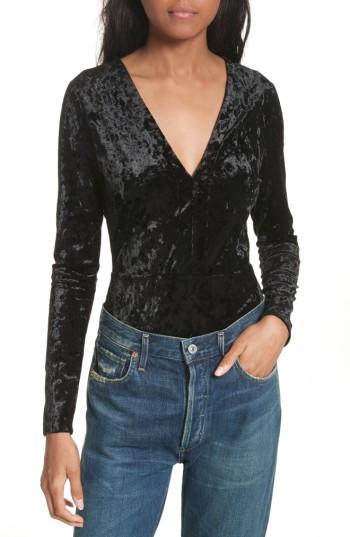 Women's Twenty Velvet Bodysuit - Black