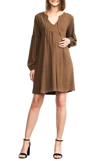 Women's Maternal America Drawstring Neck Maternity Dress