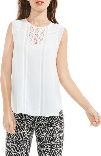Women's Vince Camuto Lace Trim Blouse - White
