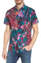 Men's Bonobos Premium Slim Fit Short Sleeve Print Sport Shirt R - Blue