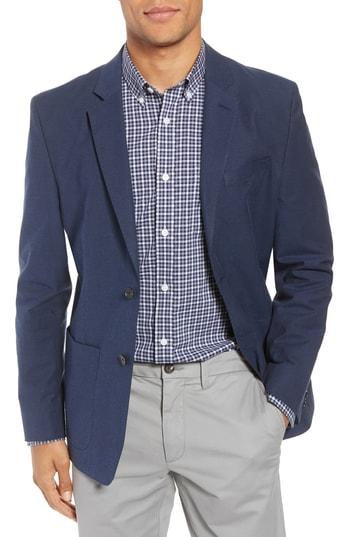 Men's Nordstrom Men's Shop Washed Stretch Cotton Blazer - Blue