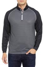 Men's Bugatchi Regular Fit Stripe Quarter Zip Pullover - Black