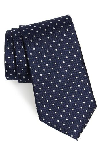 Men's Nordstrom Men's Shop Larrea Dot Silk Tie, Size - Blue