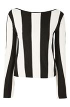 Women's Topshop Stripe Split Sleeve Sweater Us (fits Like 6-8) - Black