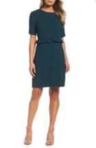 Women's Charles Henry Ruffle Crepe Sheath Dress - Green
