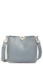 Valentino Garavani 'small Rockstud - Alce' Calfskin Leather Hobo - Grey