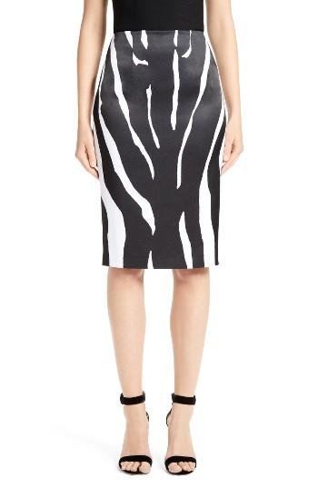 Women's St. John Collection Zebra Print Stretch Satin Skirt