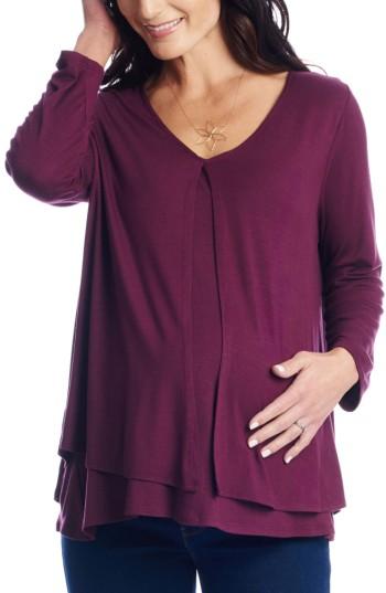 Women's Everly Grey Isabella Maternity/nursing Top - Burgundy
