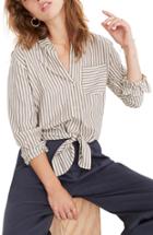 Women's Madewell Maitland Stripe Tie-front Shirt, Size - Purple