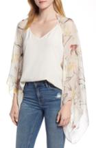 Women's Nordstrom Print Silk Chiffon Oblong Scarf, Size - White