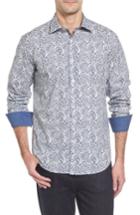 Men's Bugatchi Slim Fit Print Sport Shirt - Blue