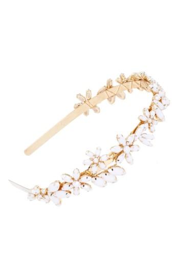 Cara Rhinestone Flower Headband, Size - Metallic