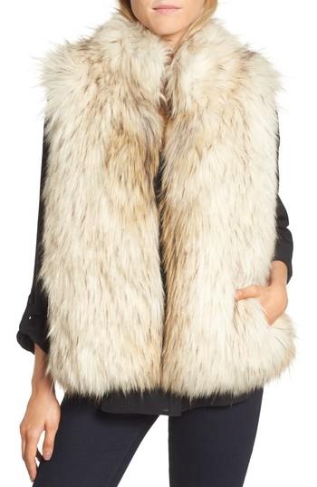Women's Bb Dakota Elvan Open Front Faux Fur Vest - White