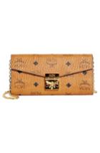 Women's Mcm Large Visetos Wallet On A Chain - Brown