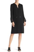 Women's Lafayette 148 New York Eli Embroidered Cuff Chiffon Dress, Size - Black