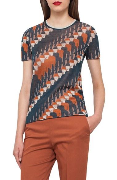 Women's Akris Jockey Silk Blend Jacquard Tee