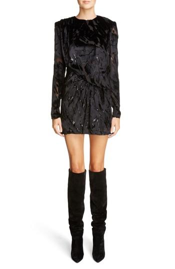 Women's Saint Laurent Devore Asymmetrical Waist Dress Us / 38 Fr - Black