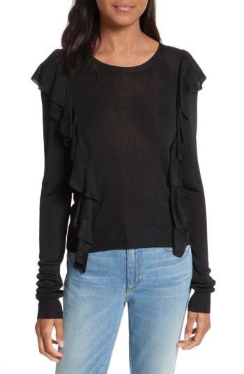 Women's Rebecca Minkoff Lou Ruffle Sweater, Size - Black