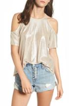 Women's Love, Fire Shine Cold Shoulder Top - Metallic